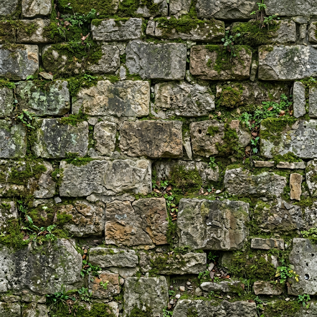 Close-up swatch of mossy weathered stone, one material from a Bloom Pearl pack